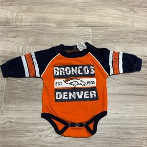 NFL Broncos Denver Orange and Navy Long Sleeve Onesie